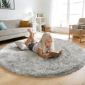 yulidayang Soft Round Area Rug for Kids Bedroom, Fluffy Fuzzy Shaggy Rug 6'X6'for Living Room, Non Slip Circle Plush Rug for Gir