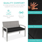 Best Choice Products Outdoor Bench 2-Person Wicker Garden Patio Benches Seating Furniture For Backyard, Porch W/Seat Cushion, 700Lb Capacity - Gray/Black