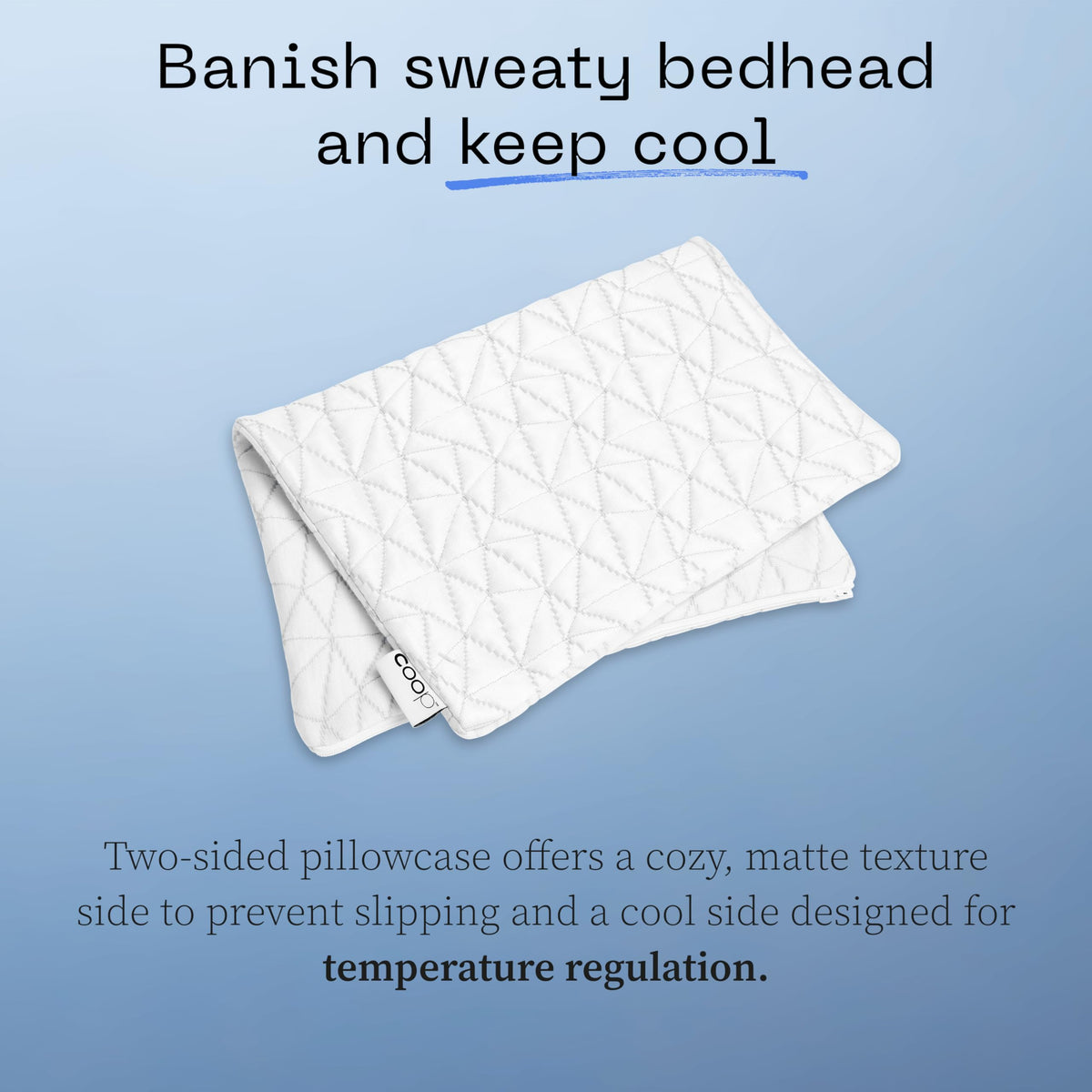 Coop Home Goods Cool Side Travel And Camping Pillow Case, Cooling Pillow Cases For Hot Sleepers, Two-Sided Pillow Covers, Cozy S