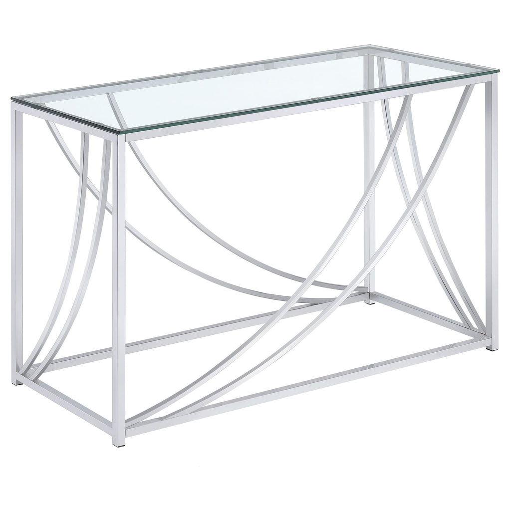 Coaster Home Furnishings Lille Glass Top Rectangular Sofa Table Accents Chrome