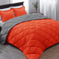 Basic Beyond Queen Comforter Set -   Orange Comforter Set Queen, Reversible Bed Comforter Queen Set For All Seasons,   Flame/Cha