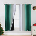Estelar Textiler Ombre Greyish White And Green Blackout Curtains & Drapes For Bedroom, Thermal Insulated Full Light Blocking Gro