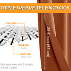 Hiasan Fall Blackout Curtains For Bedroom - Thermal Insulated & Energy Saving Window Curtains For Living Room/Kids Room Home Decor, 2 Drape Panels Sewn With Tiebacks, Burnt Ochre, 52 X 54 Inch