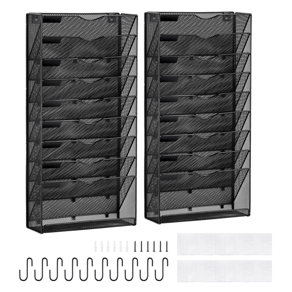 Vevor Hanging Wall Files Organizer, 10-Tier Vertical Wall File Holder, Metal Wall Mounted Magazine Mail Paper Document Storage F