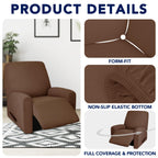 Purefit 100% Dual Waterproof Recliner Cover, Waterproof Couch Cover For Recliner - Stretch Non Slip Fleece Sofa Covers Washable, Leakproof Furniture Protector For Kids, Pets, Dog (Recliner, Brown)