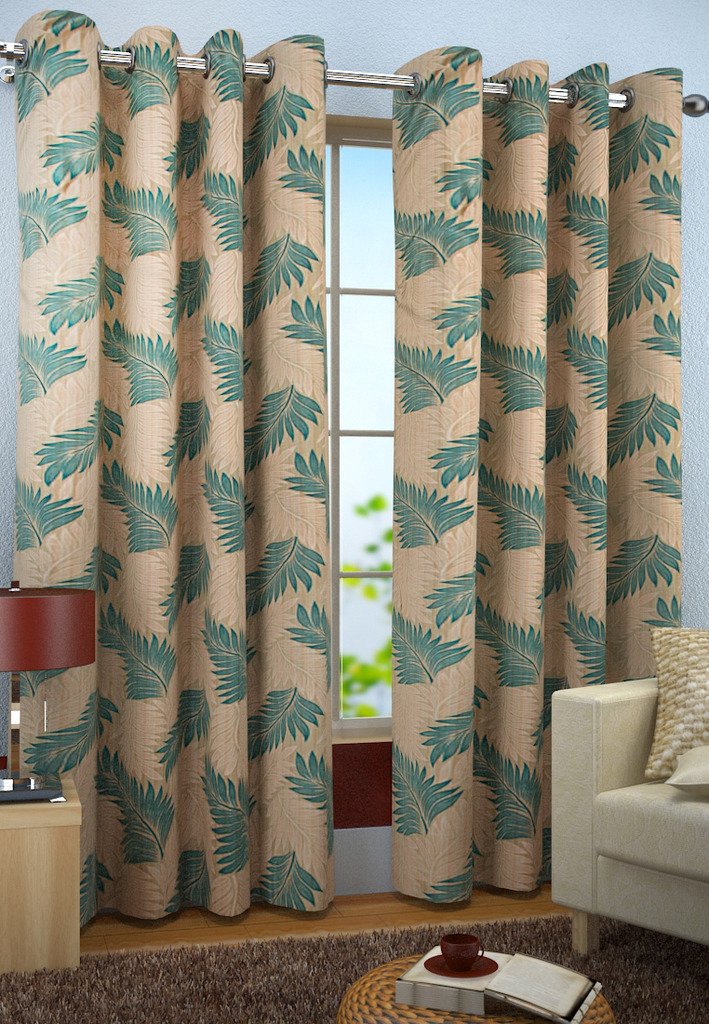 HFI 2 Piece Candy Polyester Long Door Curtains  9 feet, Aqua Blue