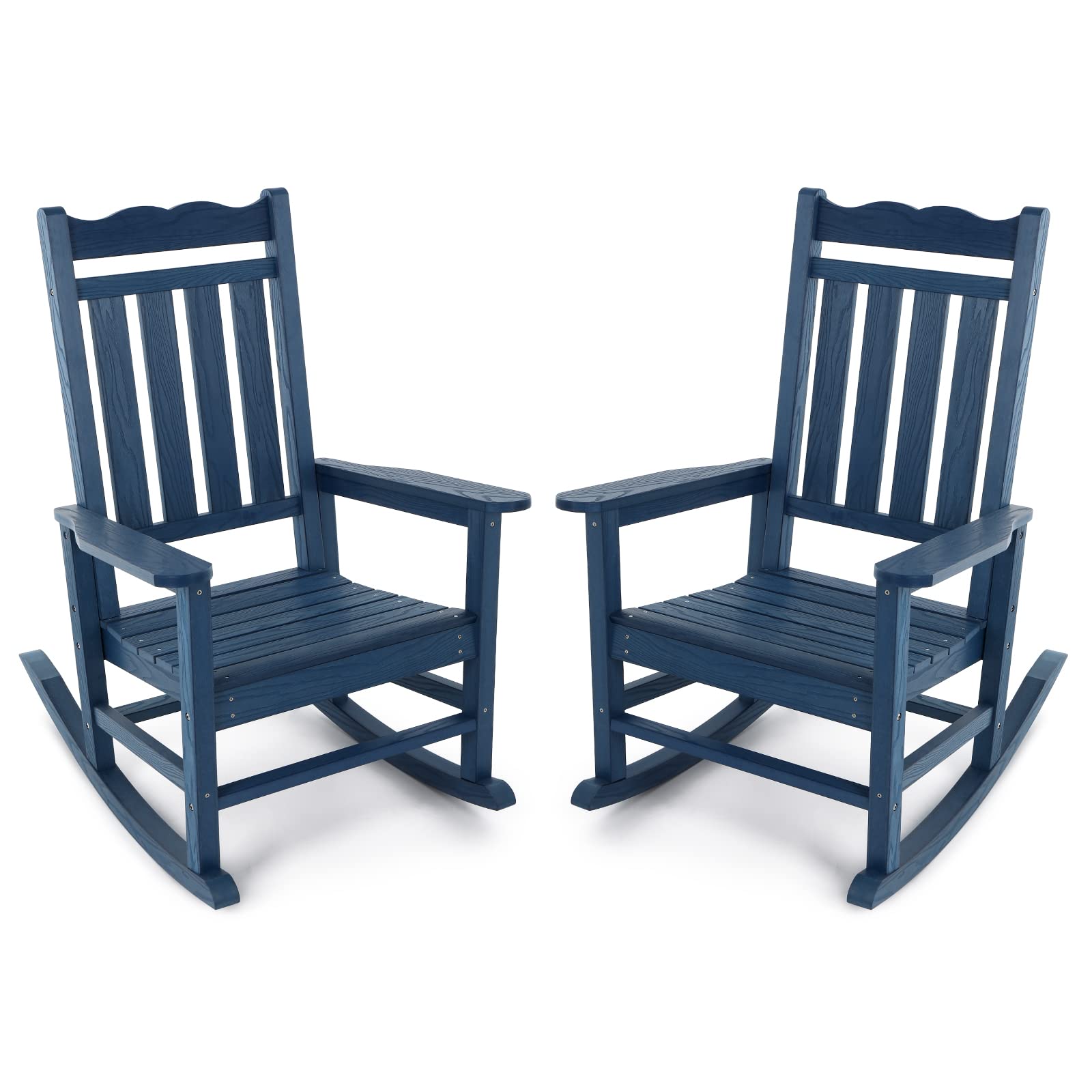 Stoog All-Weather Patio Rocking Chairs Set Of 2, Outdoor Rocking Chair With 400 Lbs Support, Porch Rocker, Rocking Chairs For Porch, Backyard, Garden And Deck, Blue