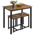 Yaheetech Industrial Dining Kitchen Table Set For 2 Breakfast Nook Table W/ 2 Stools For Dining Room Kitchen Small Space, Rustic Brown