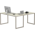 SHW Home Office 55-Inch Large L Shaped Corner Desk, 24 Deep, Maple