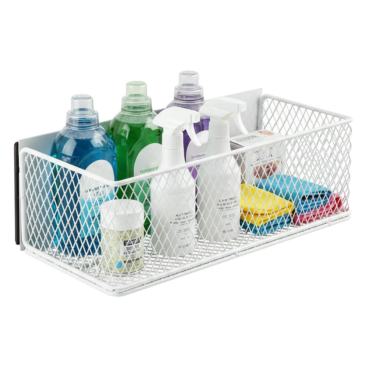 BOQXVELR Magnetic Washer Shelf Organizer, White Magnetic Wire Basket with Strong Magnets, Metal Storage Shelf for Refrigerator, 
