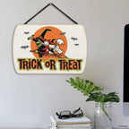 Open Road Brands Disney Trick Or Treat Halloween Hanging Wood Wall Decor - Spooky Halloween Sign Featuring Huey, Dewey And Louie