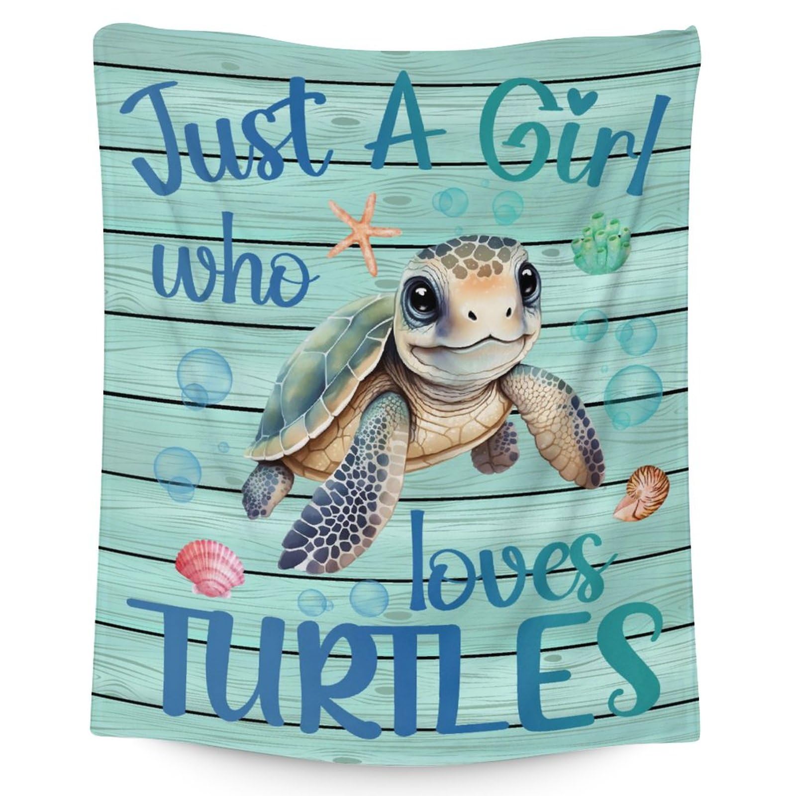 Sea Turtle Blanket - Soft, Fuzzy & Warm - 50'X60' Throw Size Blanket For Bed, Couch, Sofa - Blue Cute Throw Gifts For Adults,