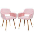 Kcc Furry Desk Chair Set Of 2, Mid-Century Modern Accent Faux Fur Chair For Teen Girls, Comfy Armchair With Wood Look Metal Legs