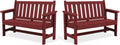 Serwall Outdoor Bench, Hdpe Outdoor Benches Weatherproof, 2-Person Garden Bench With 660 Lbs Weight Capacity, Patio Benches For Outdoors, Garden, Porch, Backyard And Park, Red, 2 Pack