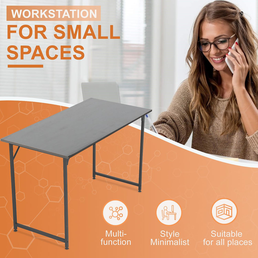 Paylesshere 47 Inch Computer Desk Gaming Desk Multi-Function Writing Table Student Art Modren Simple Style Pc Wood And Metal Desk Workstation, Black