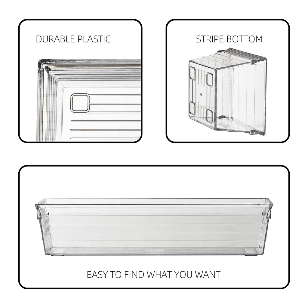 Backerysupply Clear Plastic Drawer Organizer Tray For Vanity Cabinet (Set Of 10),Storage Tray For Makeup, Kitchen Utensils, Jewe