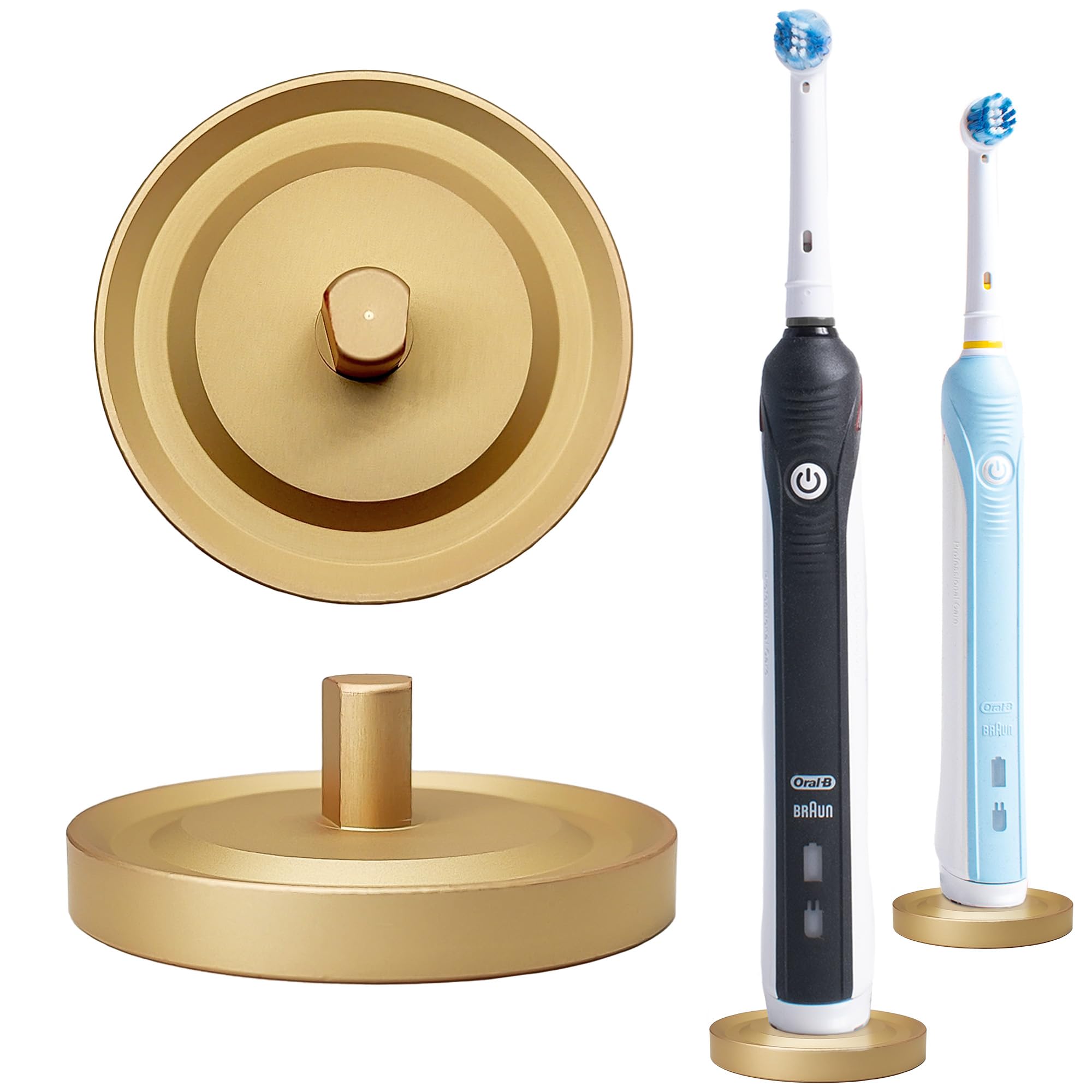 Relsy Gold Oral-B Compatible Electric Toothbrush Holder for Bathroom, Aluminum Oral B Toothbrush Holder with Hygienic Drip Captu