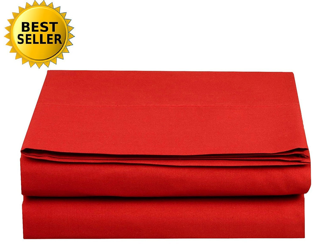 Luxury Flat Sheet On Amazon Elegant Comfort Wrinkle-Free 1500 Thread Count Egyptian Quality 1-Piece Flat Sheet, Full Size, Red