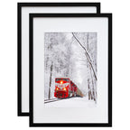 Egofine A2 Picture Frames Set of 2 Matted for A3 - Solid Wood Acrylic Plexiglass Front for Wall Mounting Hanging Vertically or H