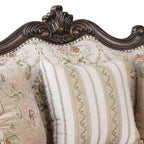 Acme Nayla Fabric Upholstered Rolled Arms Loveseat with 3 Pillows in Walnut