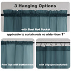 Chyhomenyc Dusty Blue Sheer Curtains 36 Inch Length 2 Panels, Light Filtering Voile Short Window Curtians For Bathroom Small Win