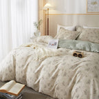 Lifetb Garden Style Floral Duvet Cover Queen Soft Cotton Boho Floral Bedding Sets Chic Shabby Botanical Queen Duvet Cover Girl W