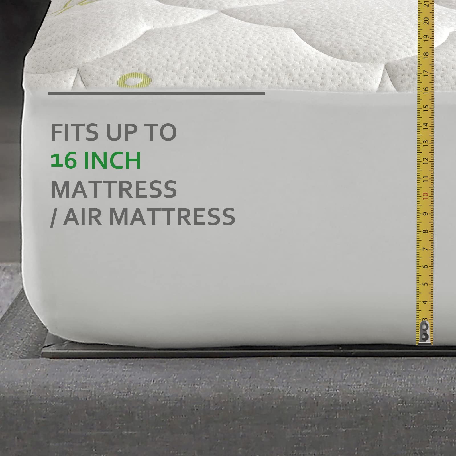 Queen Size Mattress Pad Cooling Mattress Topper Queen Air Mattress Cover, Camping Air Bamboo Mattress Topper, Soft Breathable Noiseless Camping Mattress Topper Cover Queen Stretches Up To 18'