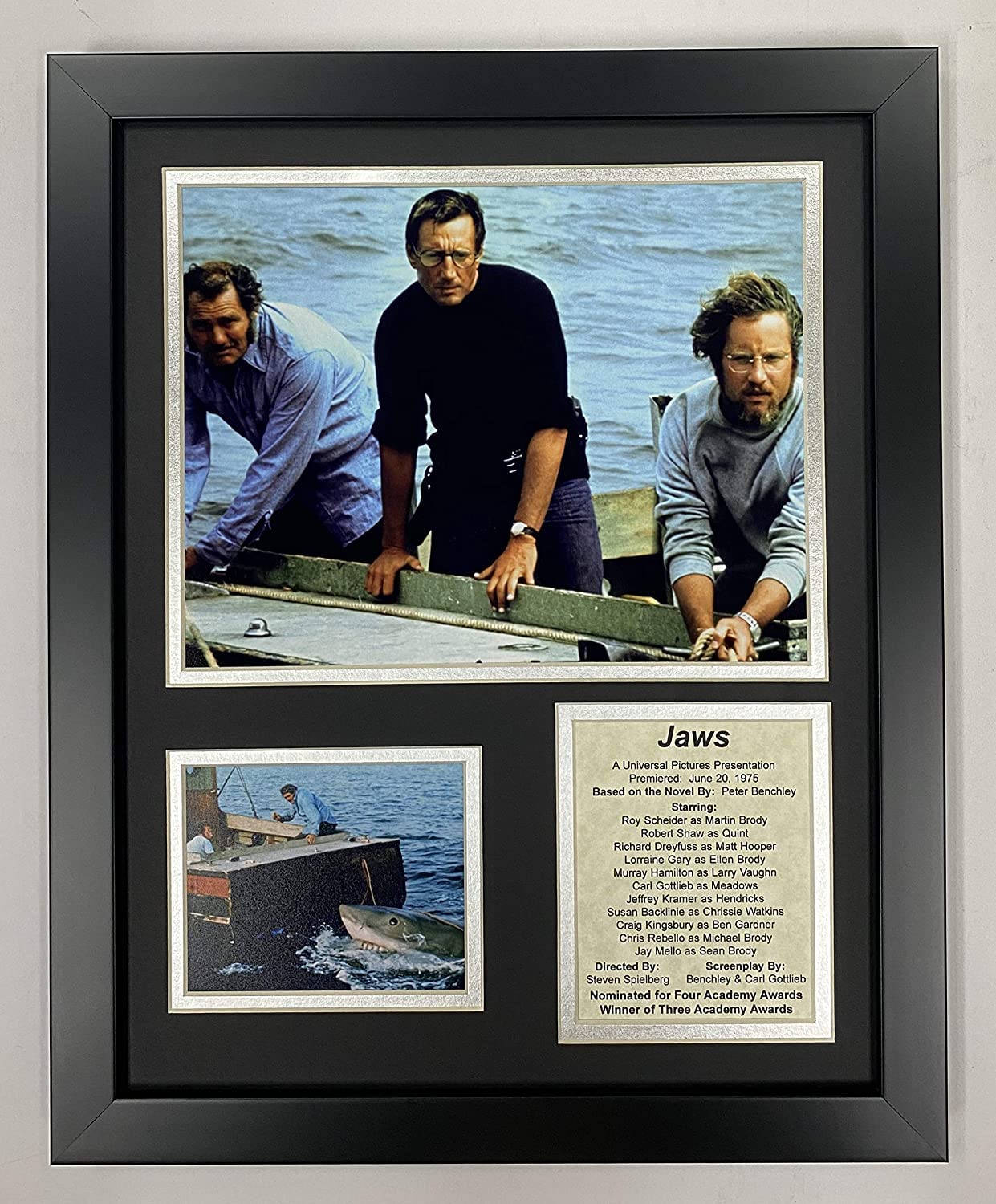 Jaws Movie Collectible | Framed Photo Collage Wall Art Decor - 12''x15'' | Legends Never Die