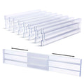 Adjustable Kitchen Drawer Organizers & Dividers  8 Pack Clear Plastic Storage Separators For Utensils, Cutlery, & More