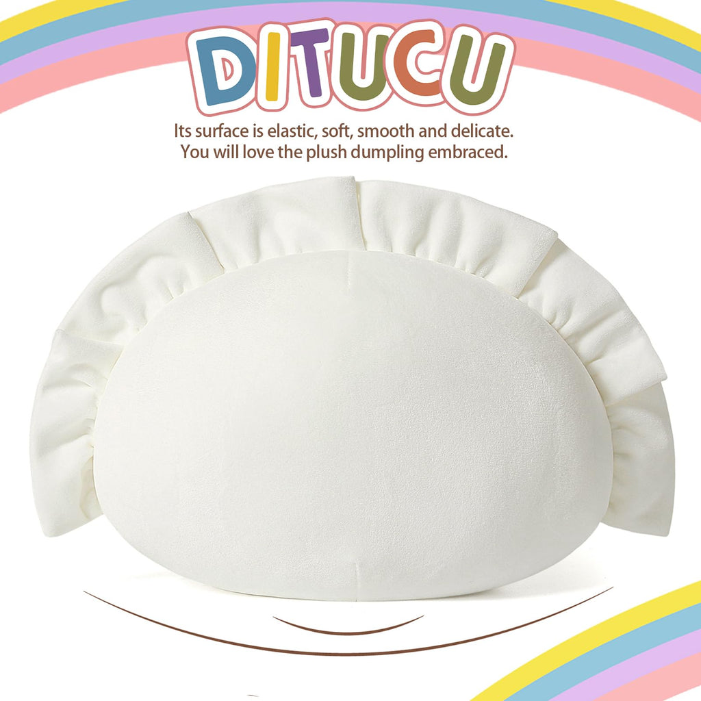 Ditucu Cute Dumpling Plush Pillow - 8 Inch Soft White Stuffed Animal Toy for Kids, Funny Food Design