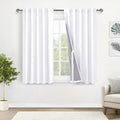 Xwzo White 100% Blackout Curtains With Tiebacks- 2 Thick Layers Completely Shaded Window Treatment Thermal Insulated Liner Rod P