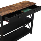 Convenience Concepts Oxford 1 Drawer Console Table With Shelves, Barnwood/Black
