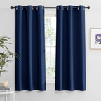 RYB HOME Navy Blue Grommet Curtains for Living Room, Room Darkening Thermal Curtains Drapes Privcay Window Coverings for Bedroom