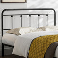 KZNGK Queen Size Headboard with Black Metal Construction, Adjustable Height, Spindle Detail and Elegant Curves Design, Farmhouse
