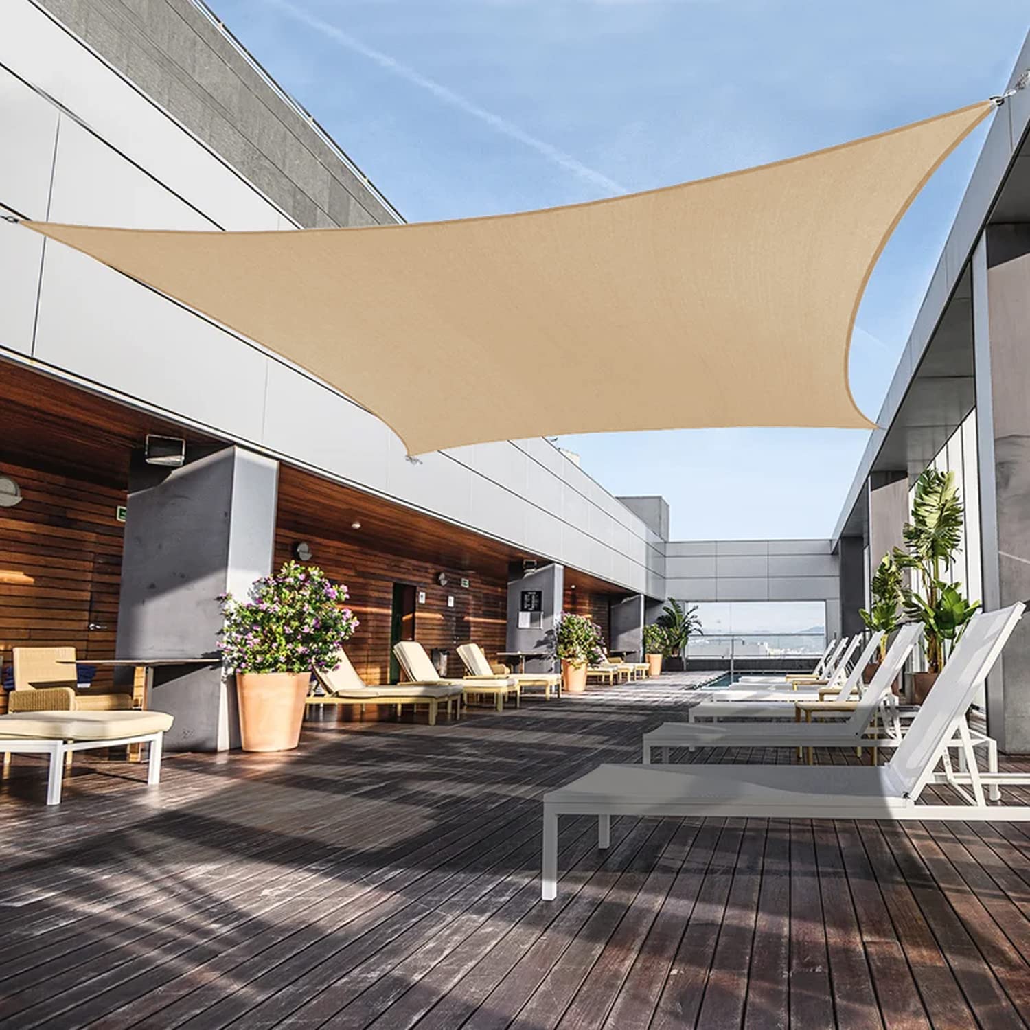 Awnpro 4' X 4' Shade Sails 180Gsm Rectangular Shade Sails Sun Rays Blocking Patio Garden Outdoor Facilities Sand