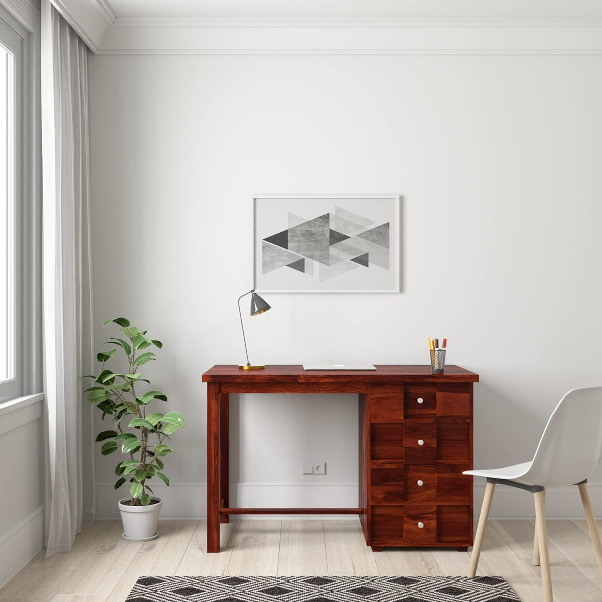 Unitek Furniture Sheesham Wood Writing/Study/Computer Table/Desk For Home/Office Solid Wood Study Table (Finish Color  Honey Fi
