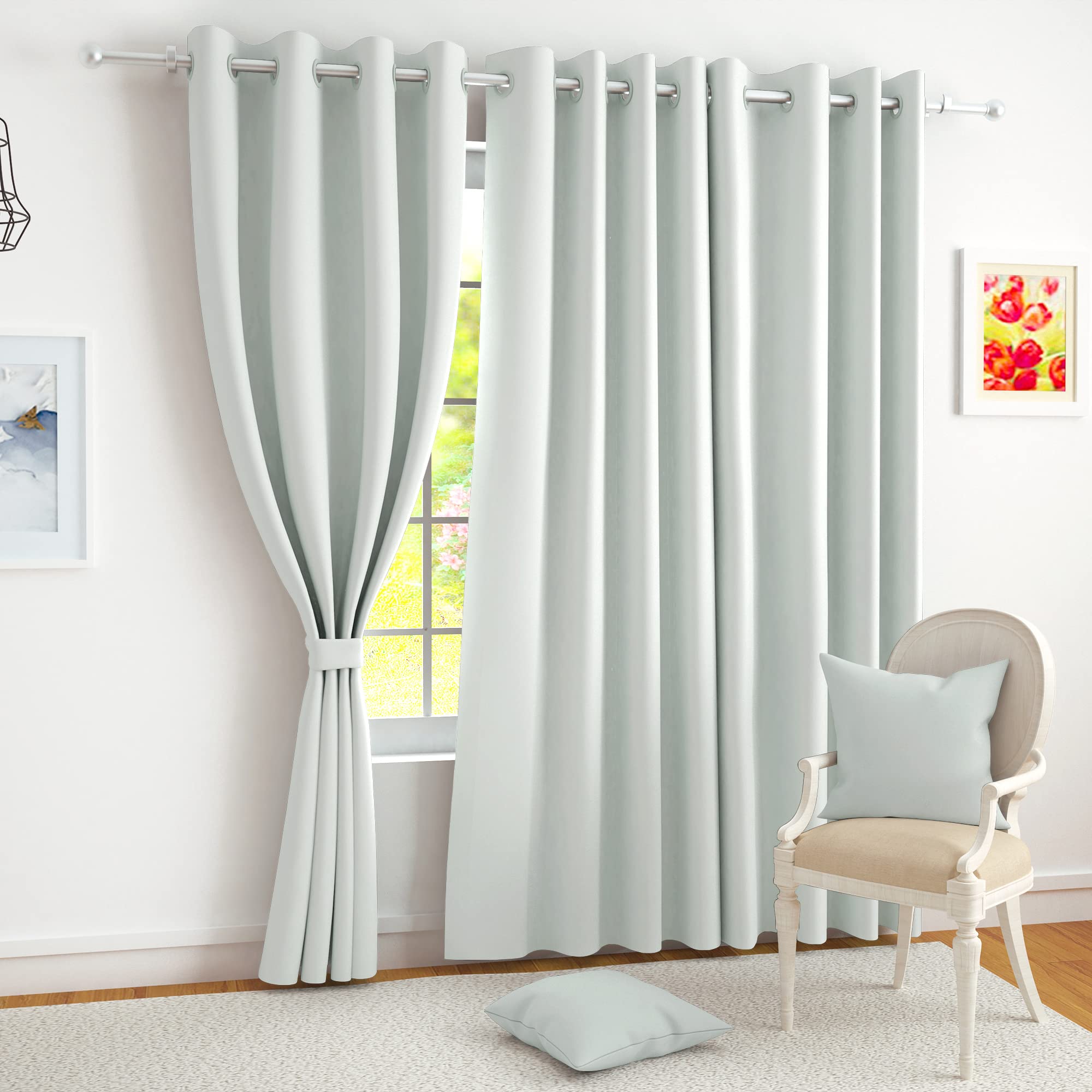 Story@Home Blackout Door Curtains 7 Feet Long Set Of 3 | Plain Printed | 92% Room Darkening | Thermal Insulated Curtains | Curta