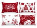 Lanpn White And Red 14X20 Christmas Lumbar Pillow Covers Set Of 4, Decorative Rectangle Long 14 X 20 Winter Snowflake Throw Pill