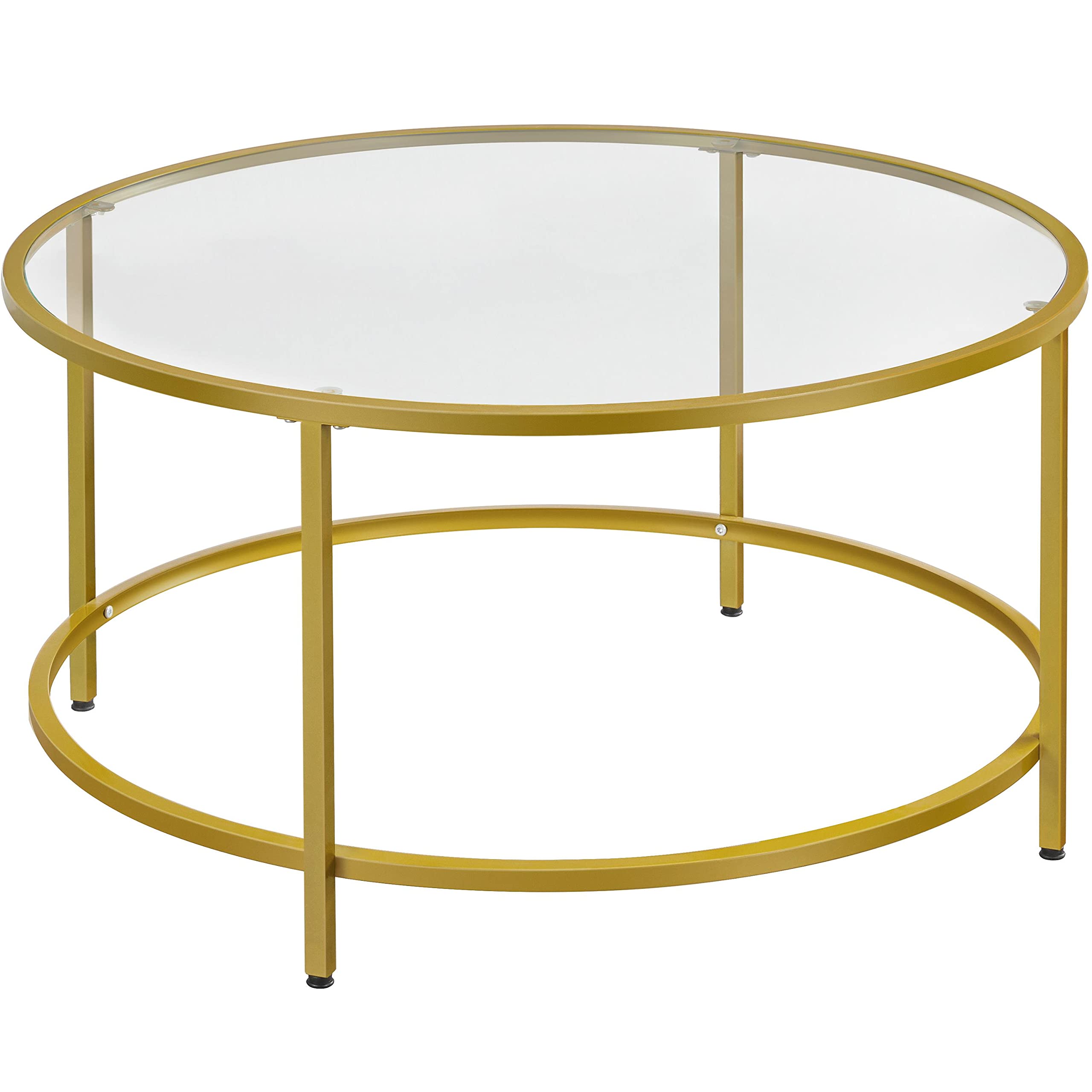 Topeakmart 36 inch Tempered Glass Coffee Table, Simple & Modern Round Clear Coffee Table Center Table for Living Room, Small Spa