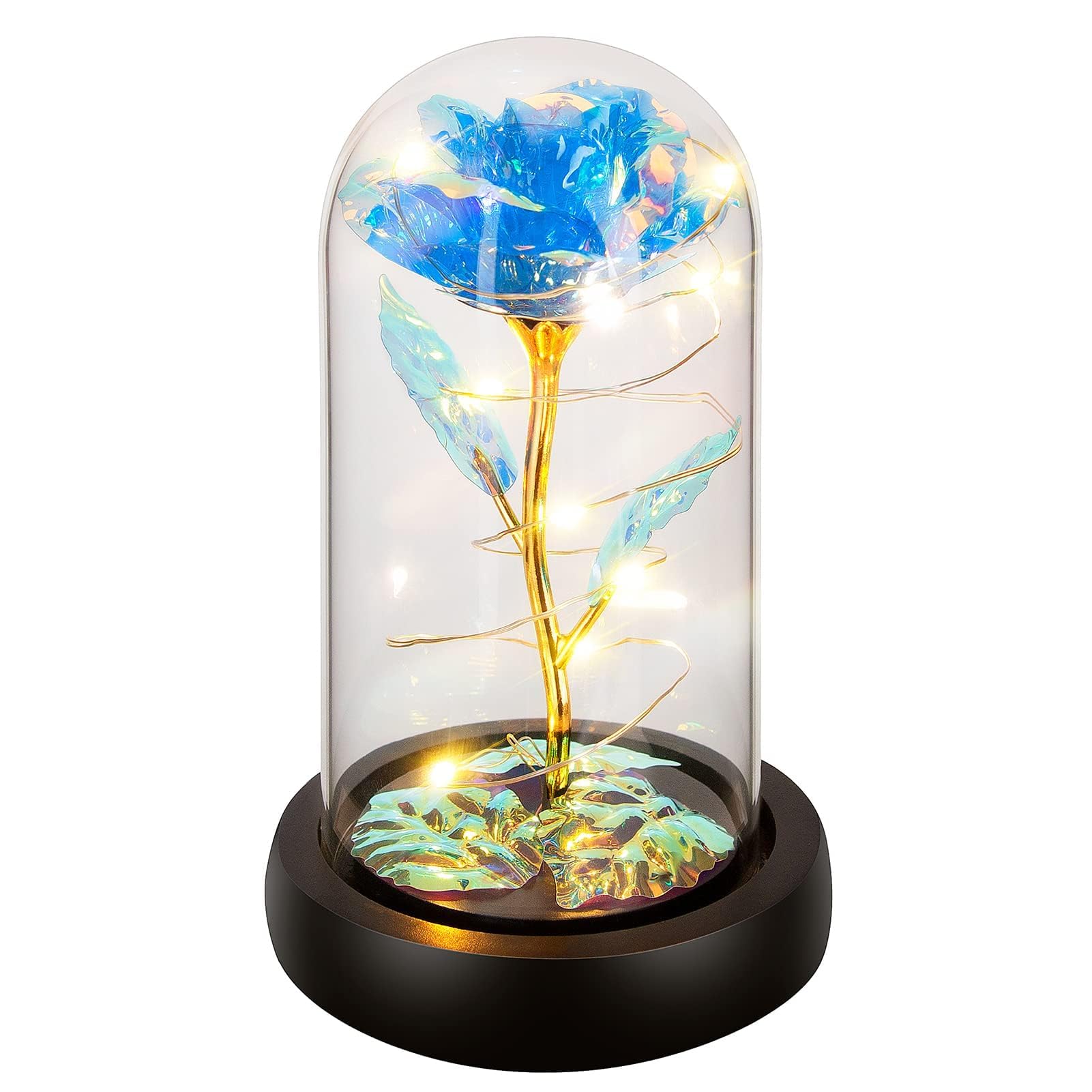 Childom Birthday Gifts for Women,Christmas Rose Gifts for Women,Womens Glass Rose Gifts,Light Up Rose Flowers in Glass Dome,Colo