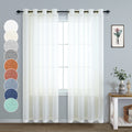 Pitalk White Faux Linen Curtains 102 Inches Long for Living Room 2 Panels Set Pair Rod Pocket Window Drapes Shabby Chic Farmhous