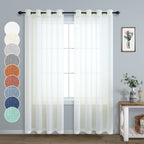 Pitalk White Faux Linen Curtains 102 Inches Long for Living Room 2 Panels Set Pair Rod Pocket Window Drapes Shabby Chic Farmhous