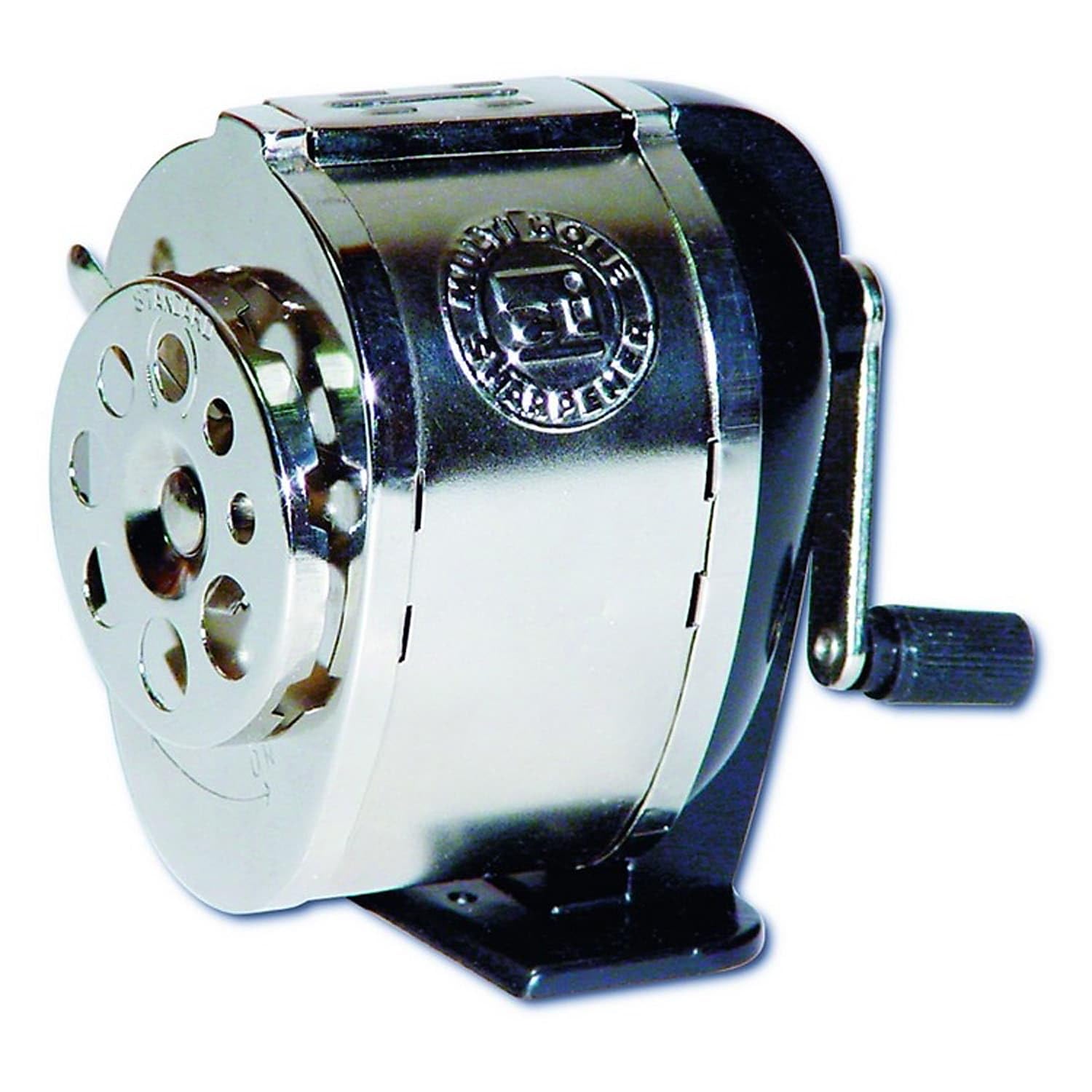 Charles Leonard Mountable Heavy Duty Steel Pencil Sharpener With Multi Size Pencil Holes (8 Sizes), Silver (89508)