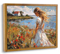 ARTZIO Vintage Floral Wall Art Canvas Painting with Frame - 8x10 Inch Girl Mural, Boho Landscape Oil for Living Room, Bedroom, O