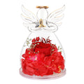Preserved Flower Rose Gifts In Glass Angel Figurines,Valentines Rose Gifts for Her,Birthday Gifts For Women,Angel Rose Gifts Wit