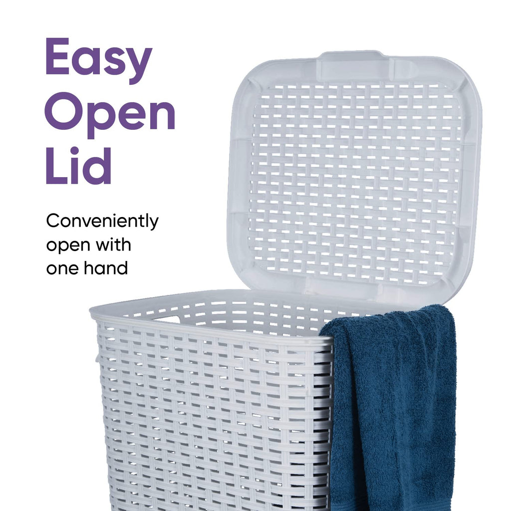 Superio Slim Deluxe Laundry Hamper Wicker, 60 Liter Ivory, Beige, Model:502-503-504