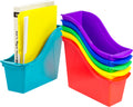 Storex Small Book Bin - Interlocking Plastic Organizer for Home, Office and Classroom, Assorted STEM, 6-Pack (70113A06C)
