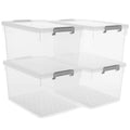 Citylife 48 Qt. Plastic Storage Bins with Lids Large Stackable Storage Containers for Organizing Clear Durable Storage Box, 4 Pa