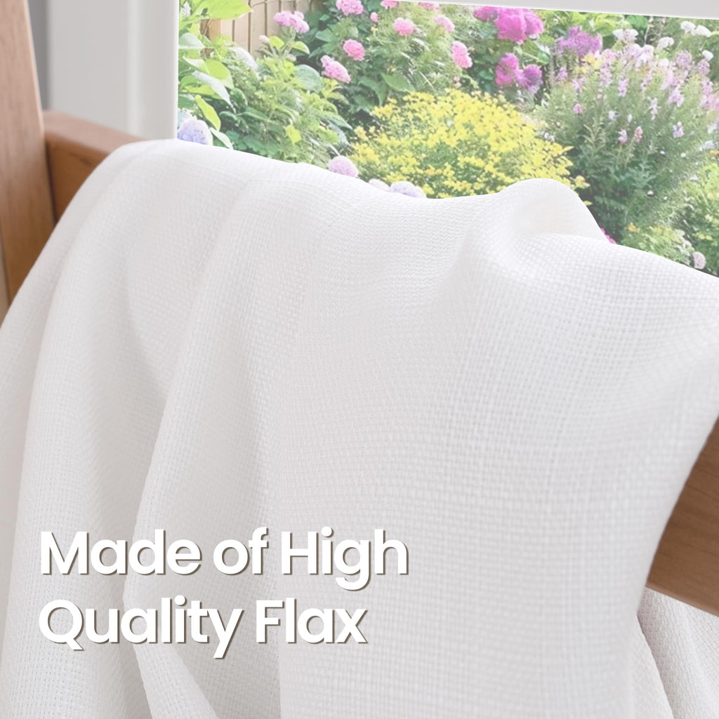 Bgment Pure White Curtains 54 Inch Length 2 Panels Set For Bedroom, Grommet Thick Linen Look Burlap Textured Light Filtering Privacy Window Drapes For Farmhouse Living Room, 42 X 54 Inch