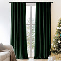 Lazzzy Green Velvet Curtain Thermal Insulated Curtains 120 Inch Long Drapes For Bedroom Living Room Darkening Window Treatments Rod Pocket, Set Of 2, Moss Green
